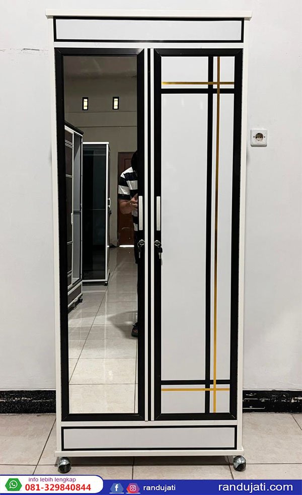 LEMARI PAKAIAN ALUMINIUM PINTU 2 ACP PUTIH